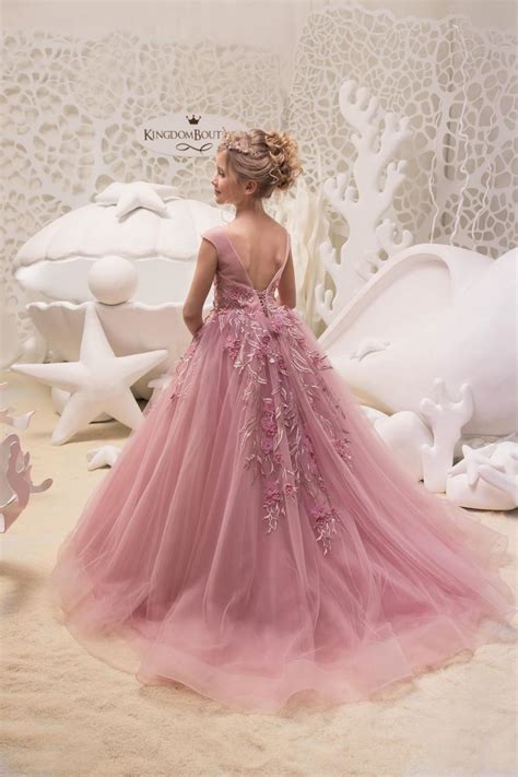 Blush Pink Flower Girl Dress Birthday Wedding Party Holiday