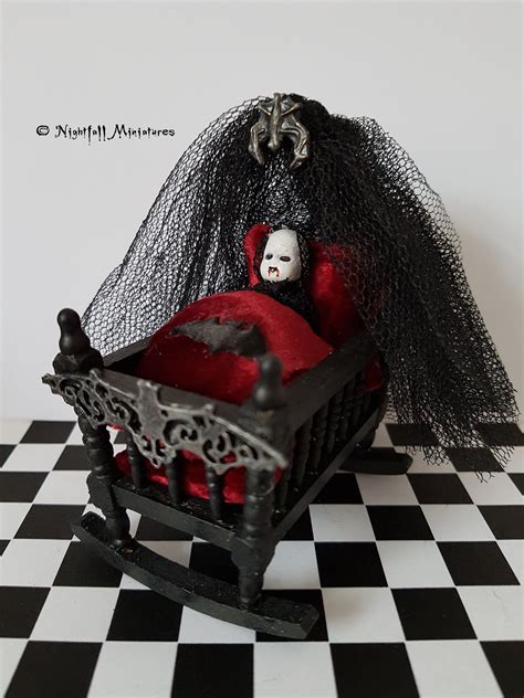Dollhouse Miniature Vampire Baby Spooky Gothic Haunted House Nursery