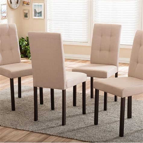 Baxton Studio Andrew 9 Grids Beige Fabric Upholstered Dining Chairs