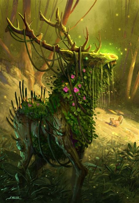 Elk Forest Elemental Fantasy Creatures Art Dark Fantasy Art