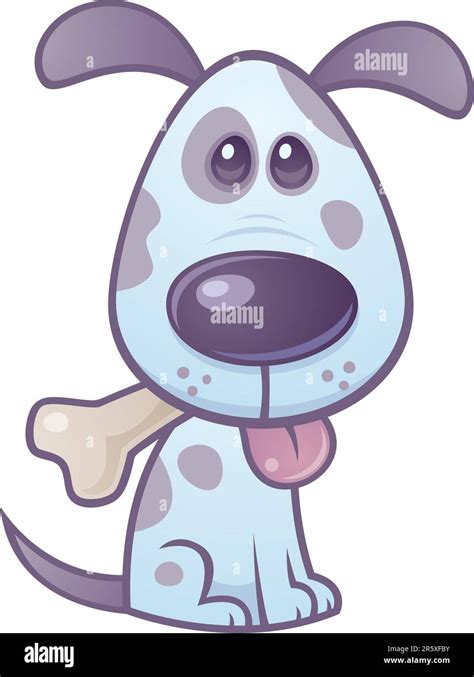 Vector Cartoon Illustration Of A Cute Puppy Dog With A Bone In His