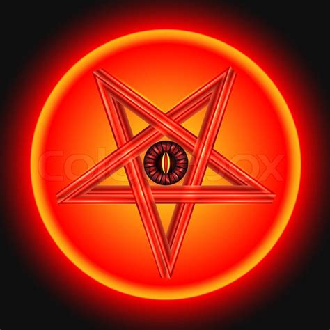 The Eye Of Satan In The Metal Pentagram Stock Image Colourbox