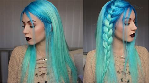 How To Neon Blue To Pastel Mint Hair Dye Stella Youtube