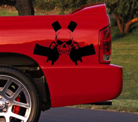 For Truck Vinyl Decals Racing Stripes Dodge Ram Rear Bed Skull Logo