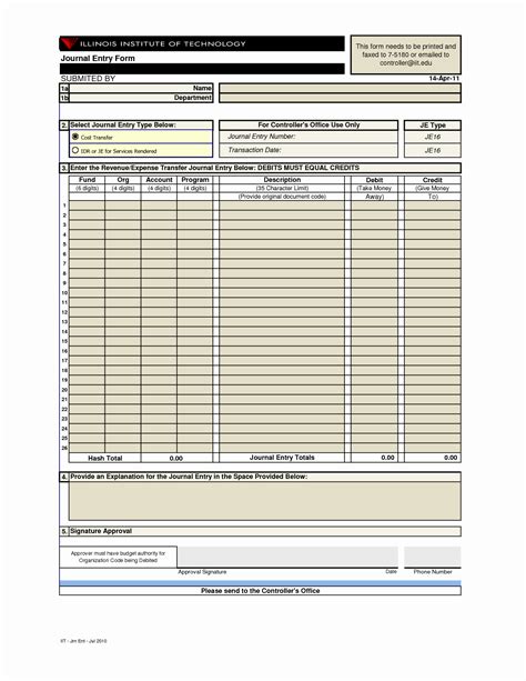 Journal Entry Template Excel