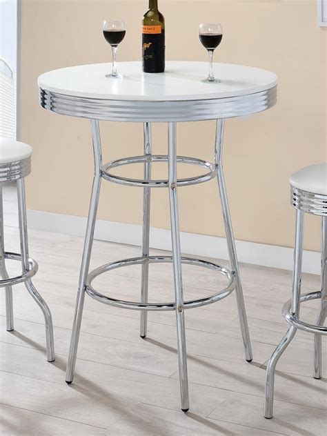 Warrensburg Westgate Retro 50s Style Chrome And White Round Bar Table