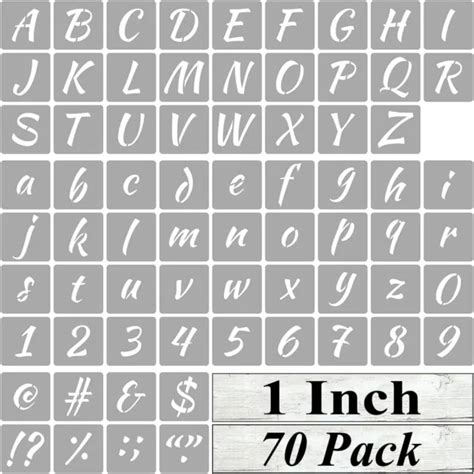 70 Pack 1 Inch Alphabet Letter Stencils For Painting Letter And