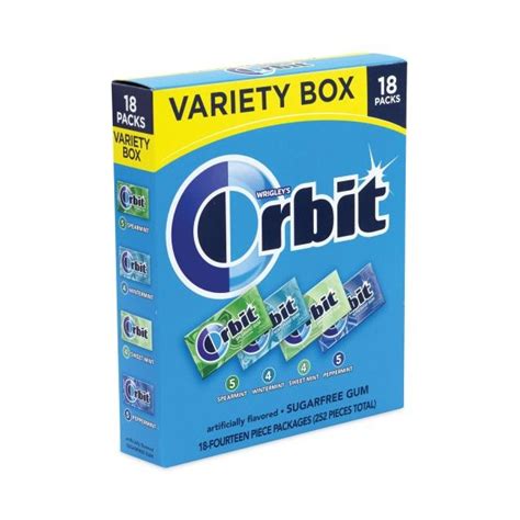 Orbit Sugar Free Chewing Gum Variety Box Four Mint Flavors 14 Pieces