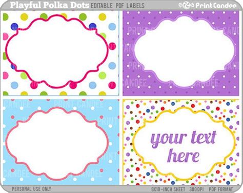 Free cut files commercial use svg files. Free Printable Polka Dot Editable Labels | Labels ...