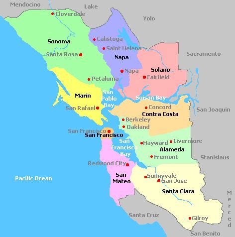Map Of California S Bay Area Wine Regions San Mateo County