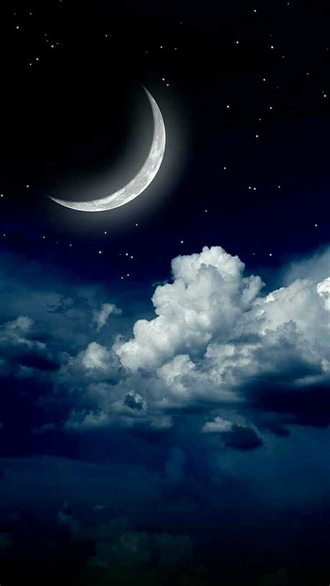 Night Sky Night Sky Moon Stars Clouds Hd Phone Wallpaper Peakpx