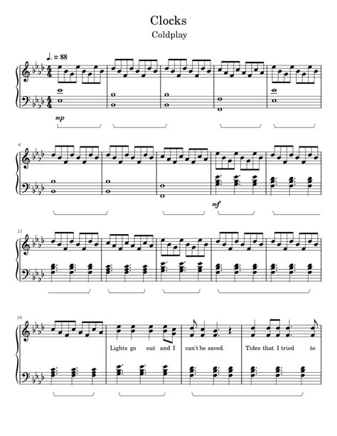 Clocks Coldplay Sheet Music For Piano Solo