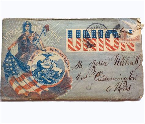 Original Rwb Civil War Cover With Patriotic American Flag And Union