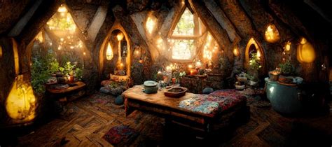 Premium Photo Spectacular Interior Of A Fantasy Medieval Cottage
