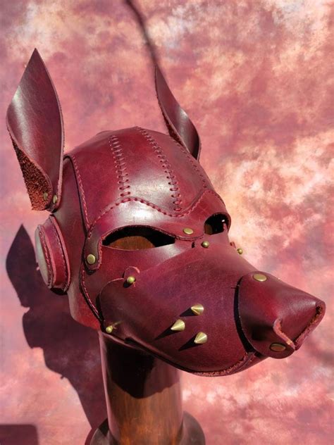 Leather Dog Mask Puppy Play Hood Petplay Fetish Mask Etsy