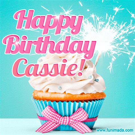 Happy Birthday Cassie Elegang Sparkling Cupcake  Image