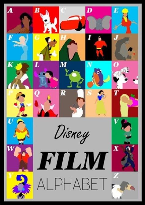 Disney Film Alphabet Disney Films Disney Art Book Posters