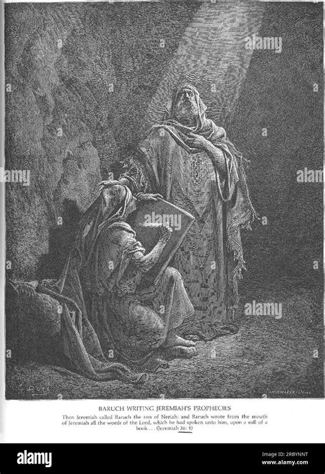 Baruch Writes Jeremiahs Prophecies By Gustave Dore Stock Photo Alamy