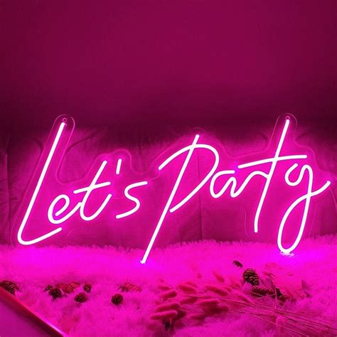 Lets Party Neon Sign Party Decor Led Neon Sign Pool Party Etsy