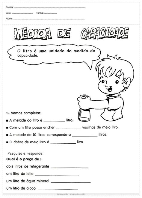 Atividades Medidas De Capacidade Atividades Educativas Atividades De