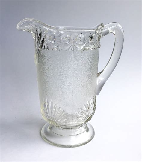 Antique Pressed Glass Water Pitcher Etsy