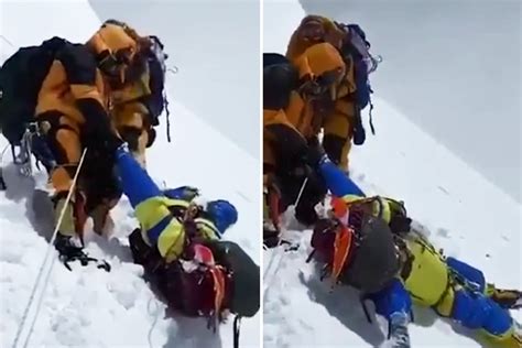 moment sherpas desperately try to rescue female everest climber 54 who collapsed and died in