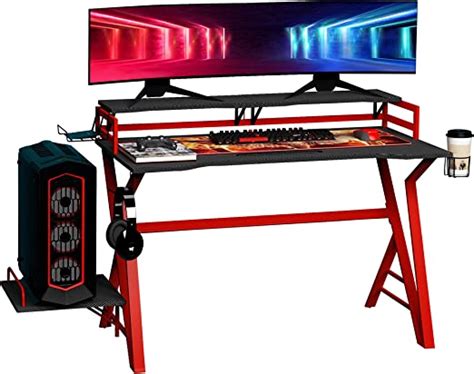 Homcom 47 Inch Gaming Desk Computer Table Workstation With Monitor