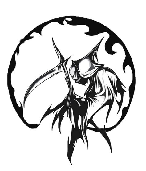 Grim Reaper With A Tribal Tattoo Around It Clipart Best
