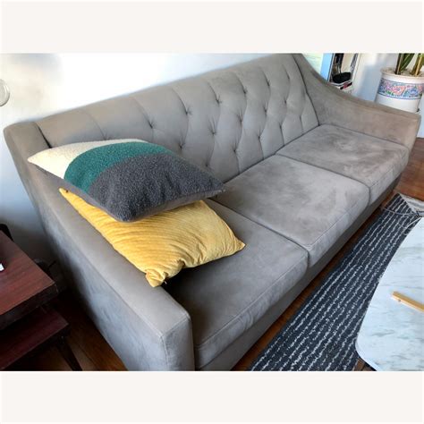 Macys Chloe Velvet Tufted Sofa In Grey Aptdeco