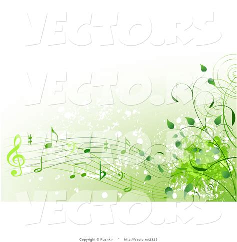 Vector Of Green Music Notes With Vines Background Design Element With