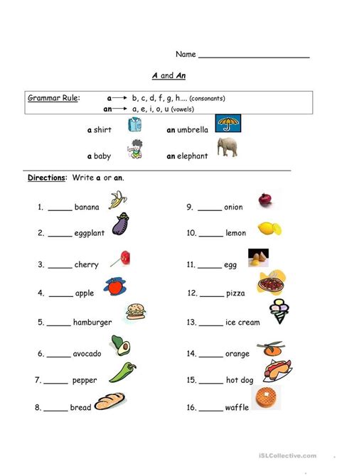 Printable english grammar exercises with answers (pdf worksheets to download). Using "a" and "an" worksheet - Free ESL printable ...