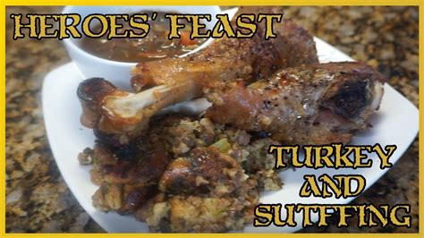 heroes feast hommlet golden brown roasted turkey with sausage stuffing and drippings youtube