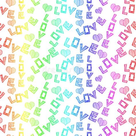 Colorful Love Words Seamless Pattern Stock Illustration Illustration