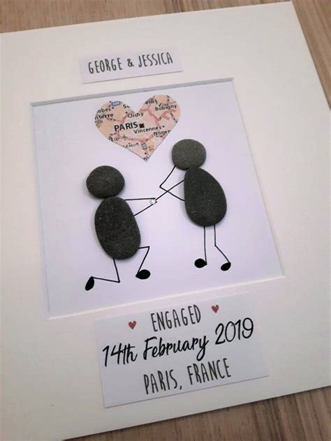 Personalised Engagement Picture Cornish Pebble Art Picture Pebble