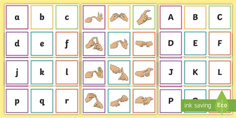 British Sign Language Alphabet Bsl Matching Cards For Kids
