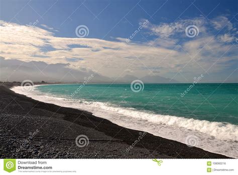 Kaikoura Beach With Black Pebblestone Stock Photo Image Of Region