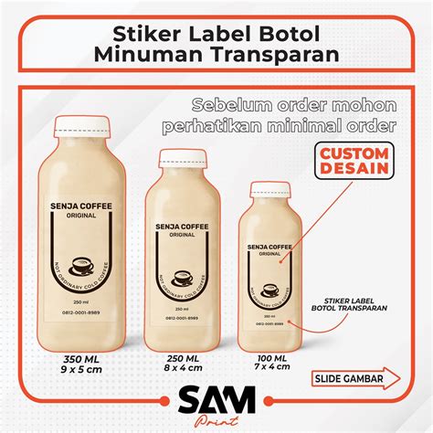 Jual Cetak Stiker Label Botol Kopi Transparan Label Minuman Label Botol