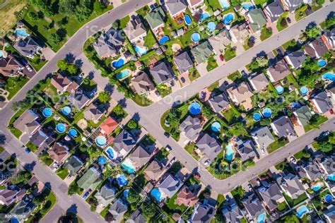 Don't miss the quintessentially québécois fare: Aerial View Of Typical Residential Neighbourhood In ...