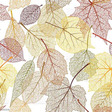 Autumn Leaves Seamless Pattern Stock Illustration