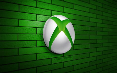 Скачать обои Xbox 3d Logo 4k Green Brickwall Creative Brands Xbox