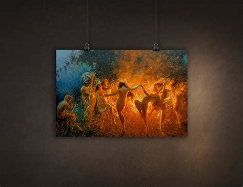 Nude Nymphs Dancing To Pan S Flute Around The Fire By Joseph Tomanek