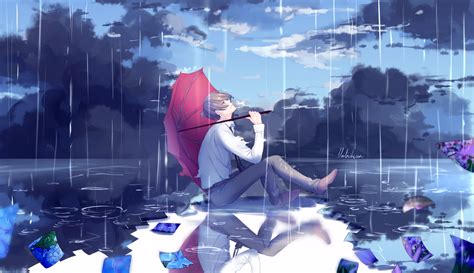 Under The Rain By Lluluchwan Anime Anime Life Anime Scenery