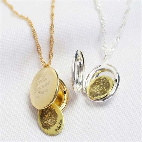 Personalised Fingerprint Oval Locket Necklace By Lisa Angel