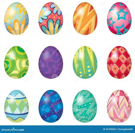 Twelve Easter Eggs Stock Vector Illustration Of Oval 32709360