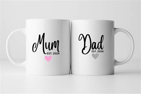 Mum Dad 2024 Ceramic Mug T Set Set Of 2 New Parents Etsy