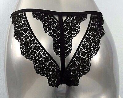 Victorias Secret New Very Sexy Black Strappy Cutout String Bikini Panty