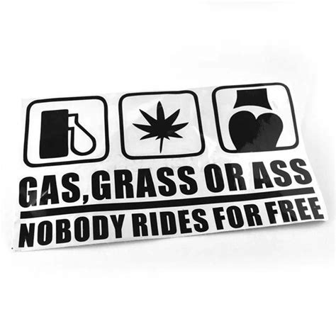 Winomo 3pcs Car Reflective Sticker Gas Grass Or Ass Nobody Rides For Free Car Decal Funny