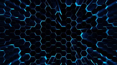 Futuristic Surface Neon Blue Light Hexagon Pattern Abstract Cool