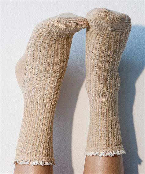Deep Khaki Lace Trim Crew Socks Buy Peonies Personalized Accessories