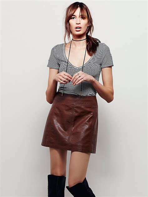 Free People Zip To It Vegan Leather Mini Skirt In Chocolate Brown Lyst